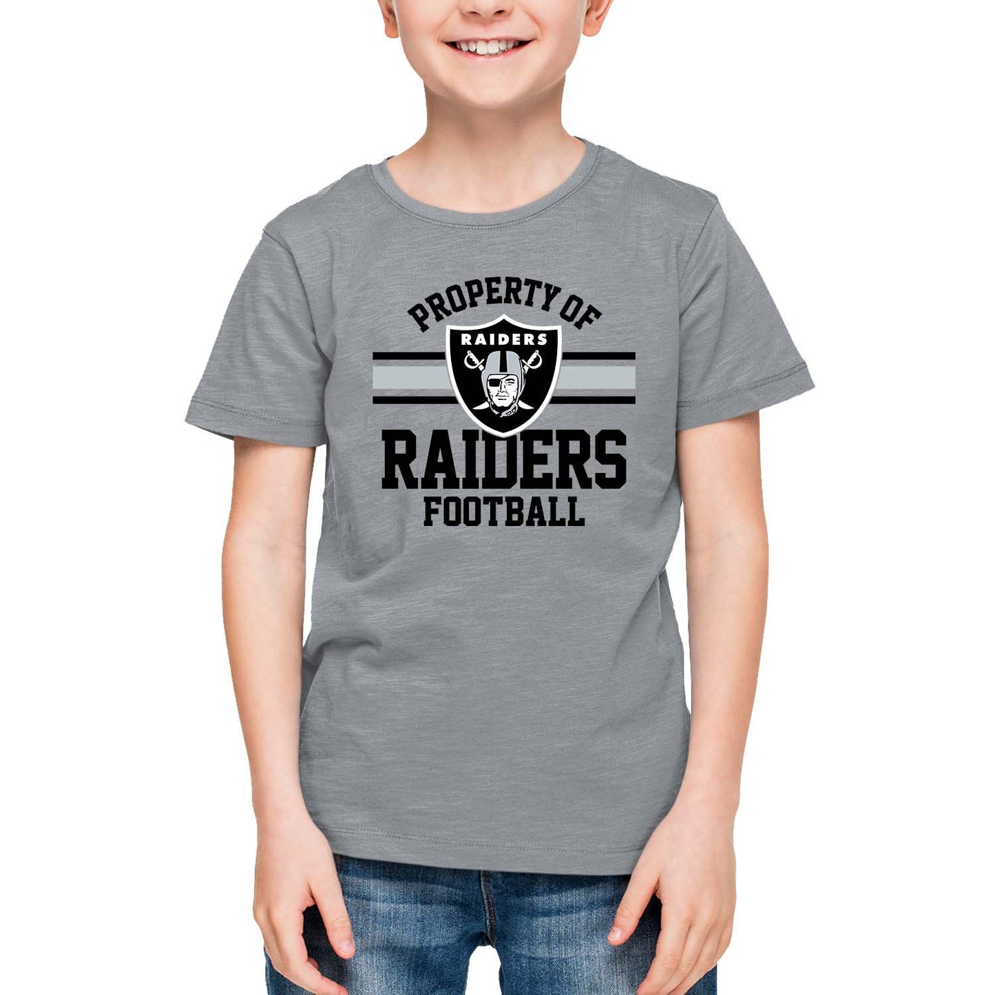 Las Vegas Raiders NFL Youth Property Of Short Sleeve Lightweight T Shirt - Sport Gray