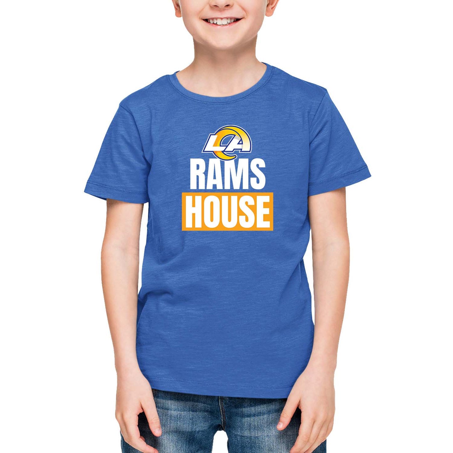 Los Angeles Rams NFL Youth Team Slogan Short Sleeve Lightweight T Shirt - Royal