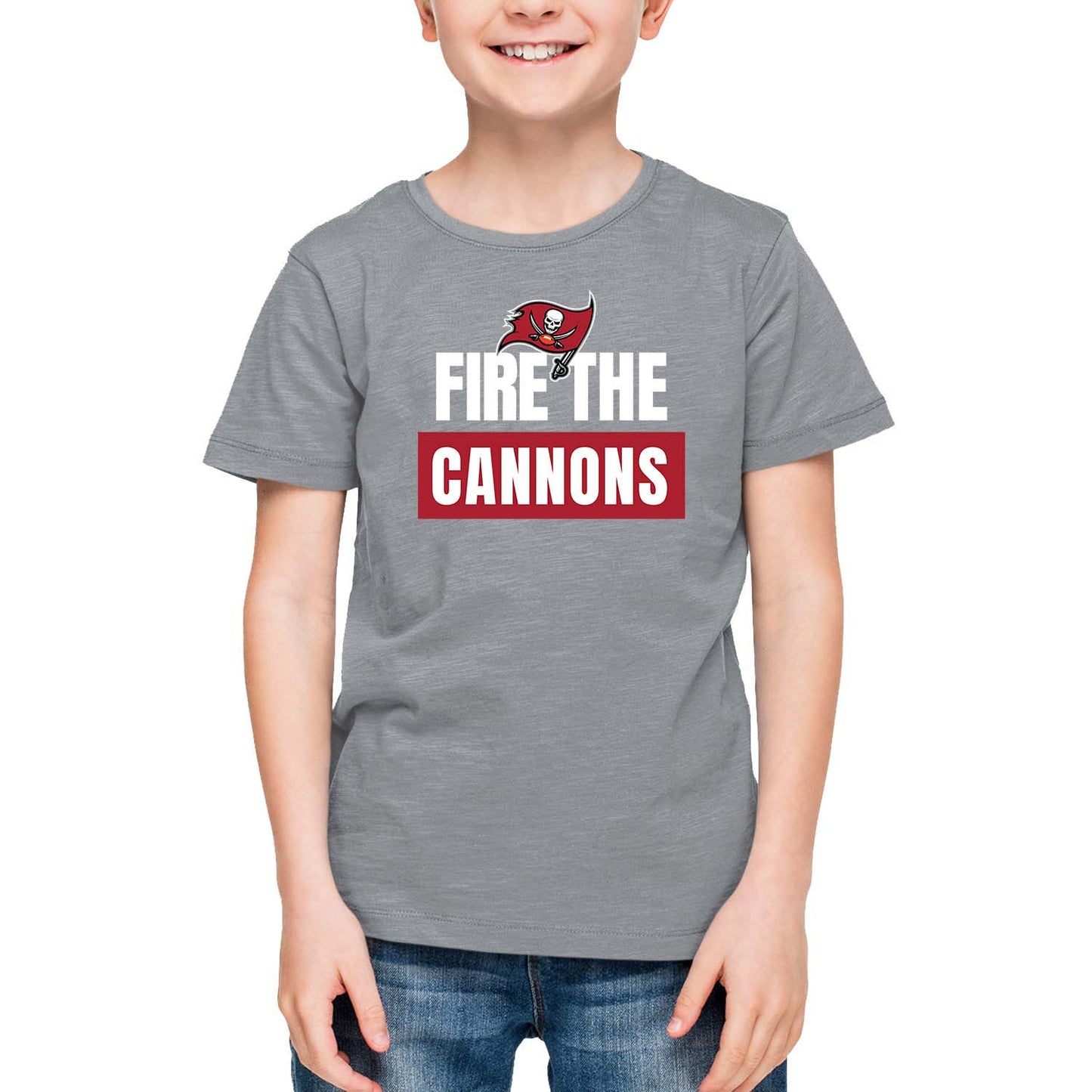 Tampa Bay Buccaneers NFL Youth Team Slogan Short Sleeve Lightweight T Shirt - Gray