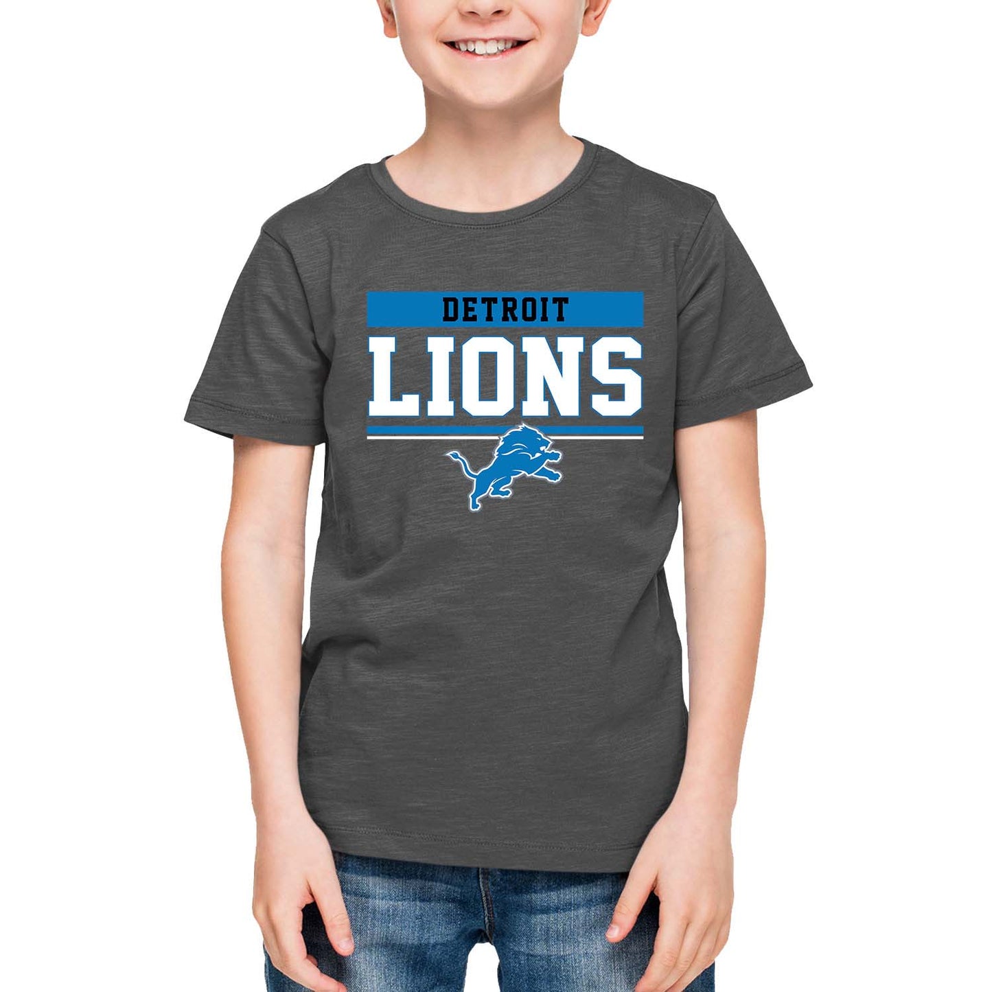 Detroit Lions NFL Youth Short Sleeve Charcoal T Shirt - Charcoal