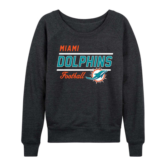 Miami Dolphins NFL Womens Crew Neck Light Weight - Charcoal