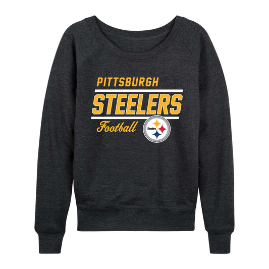 Pittsburgh Steelers NFL Womens Crew Neck Light Weight - Charcoal