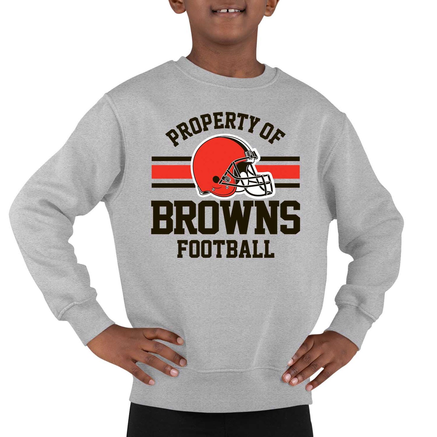 Cleveland Browns NFL Youth Property Of Crew Sweatshirt - Sport Gray