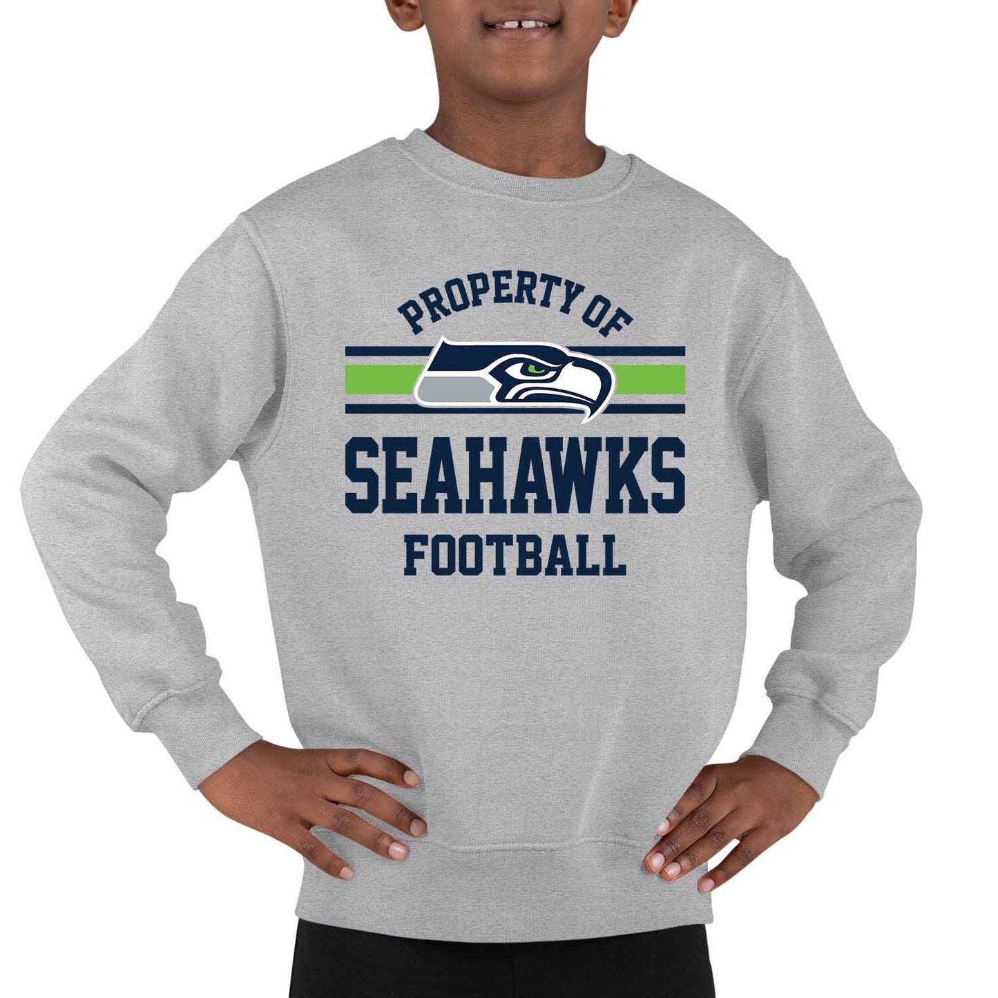 Seattle Seahawks NFL Youth Property Of Crew Sweatshirt - Sport Gray