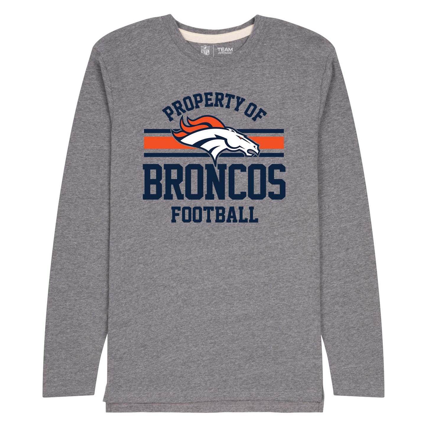 Denver Broncos NFL Adult Property Of Long SleeveT Shirt - Sport Gray