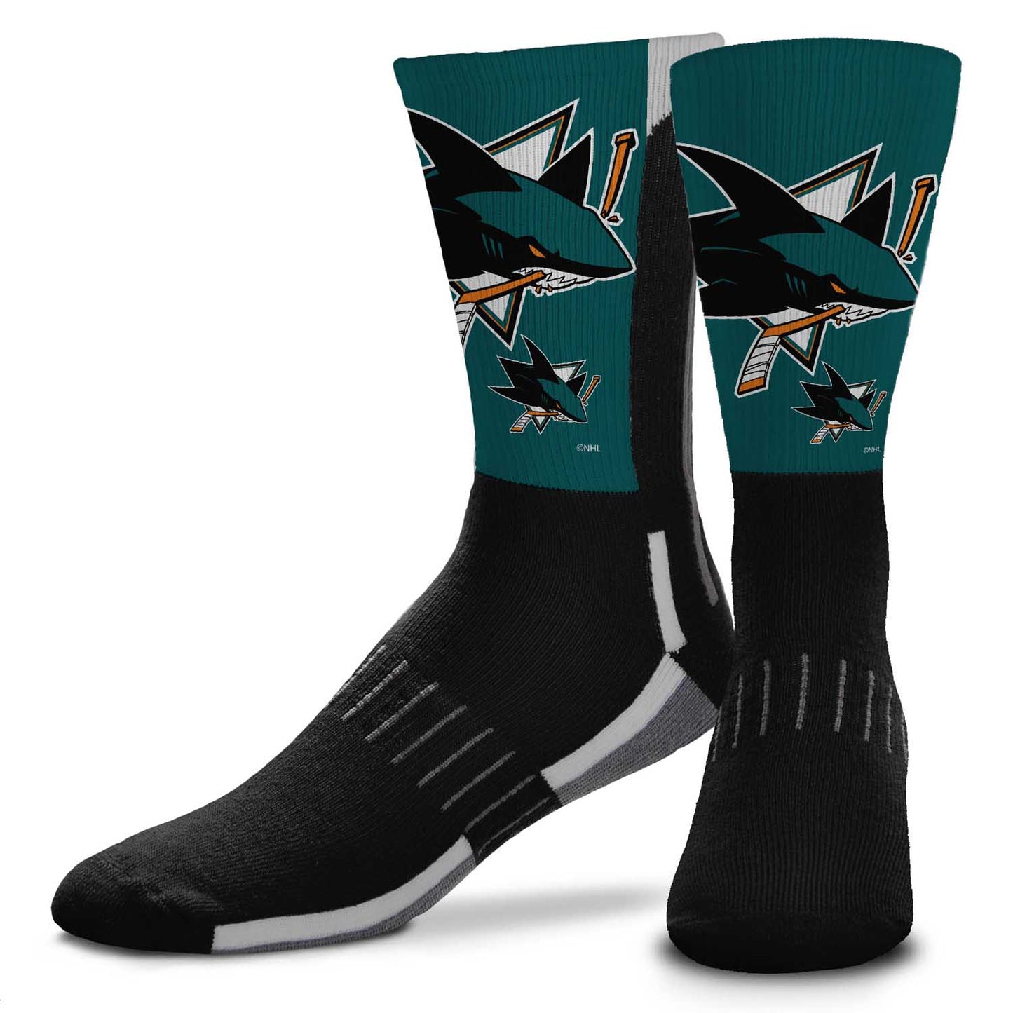 San Jose Sharks Youth NHL Zoom Curve Team Crew Socks - Black
