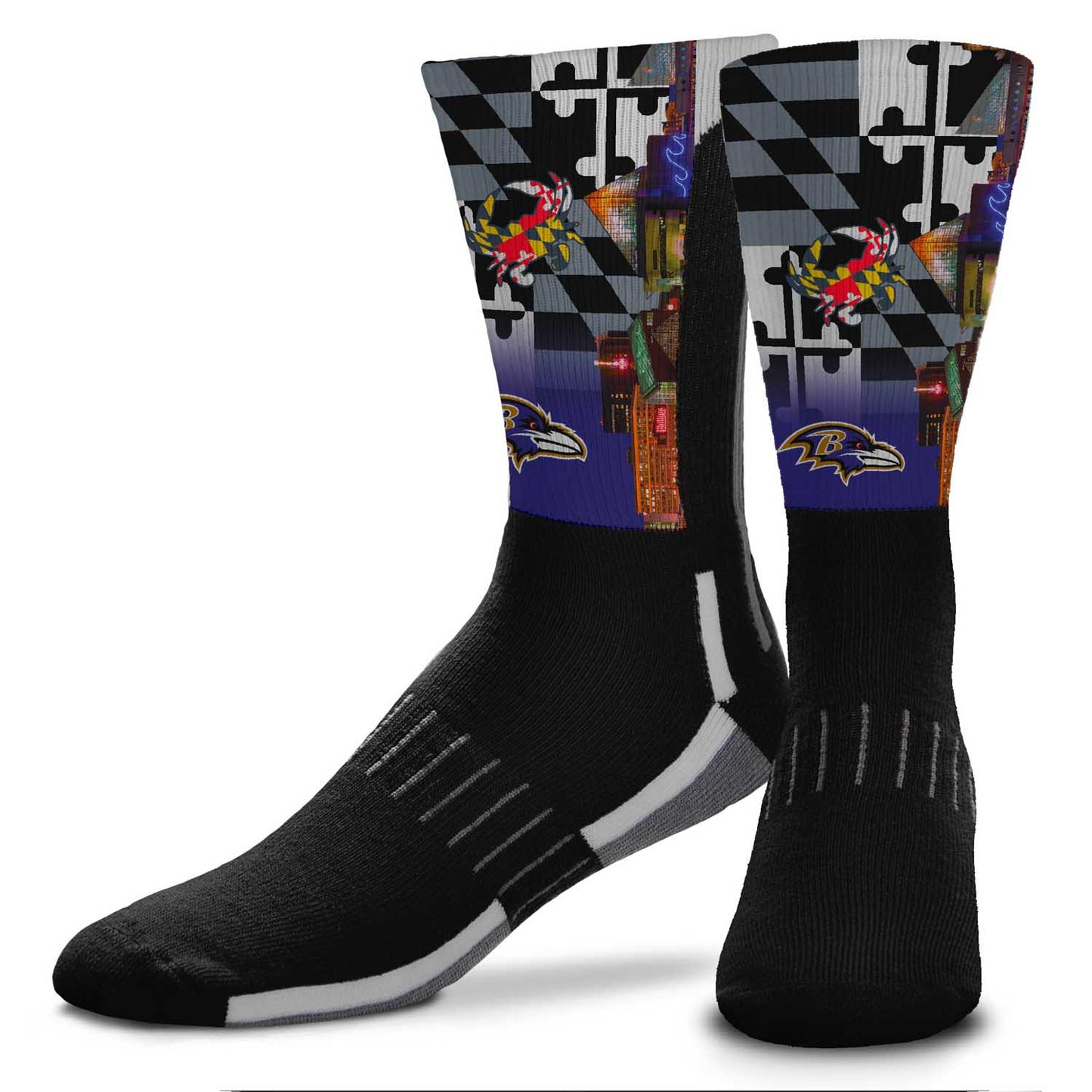 Baltimore Ravens NFL Adult Zoom Location Crew Socks - Black