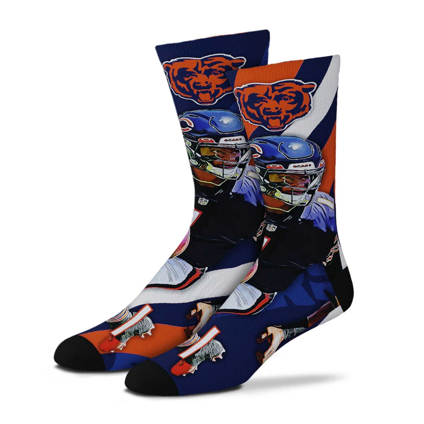 Chicago Bears NFL Adult V Curve MVP Player Crew Socks - Navy
