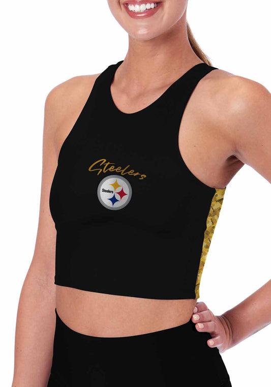 Pittsburgh Steelers NFL Women's Sports Bra Activewear - Black