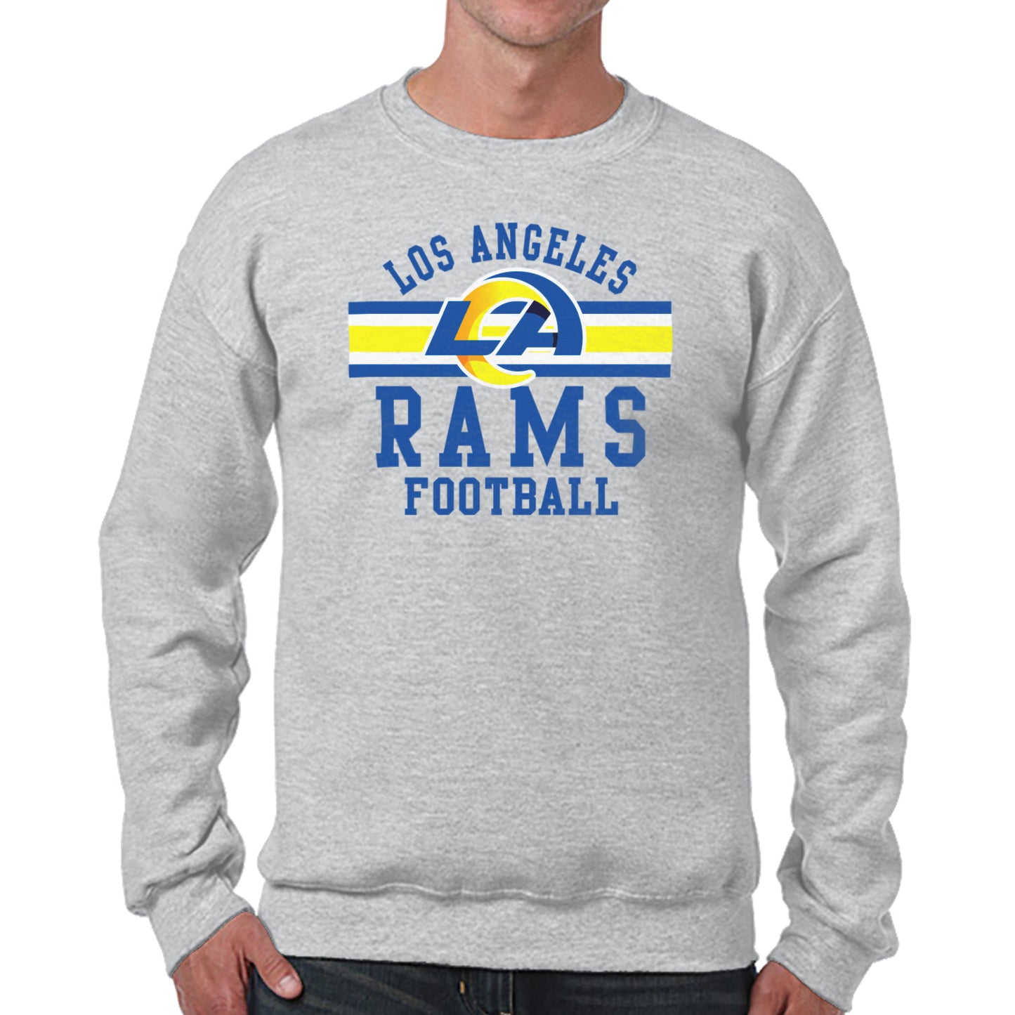 Los Angeles Rams NFL Team Stripe Crew Sweatshirt - Sport Gray