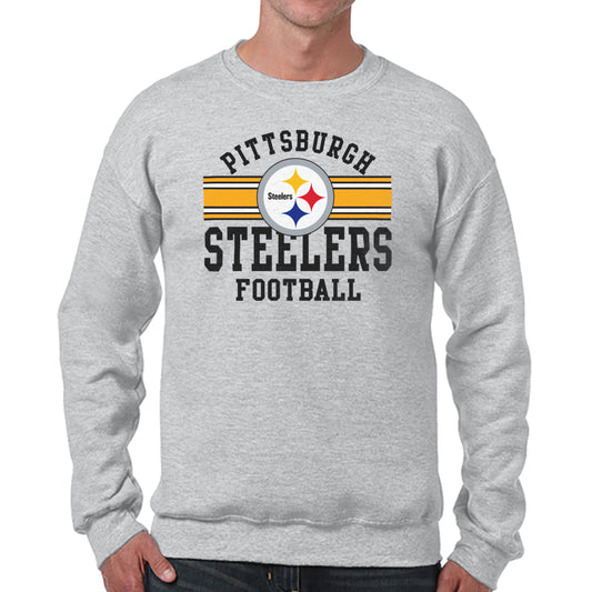 Pittsburgh Steelers NFL Team Stripe Crew Sweatshirt - Sport Gray