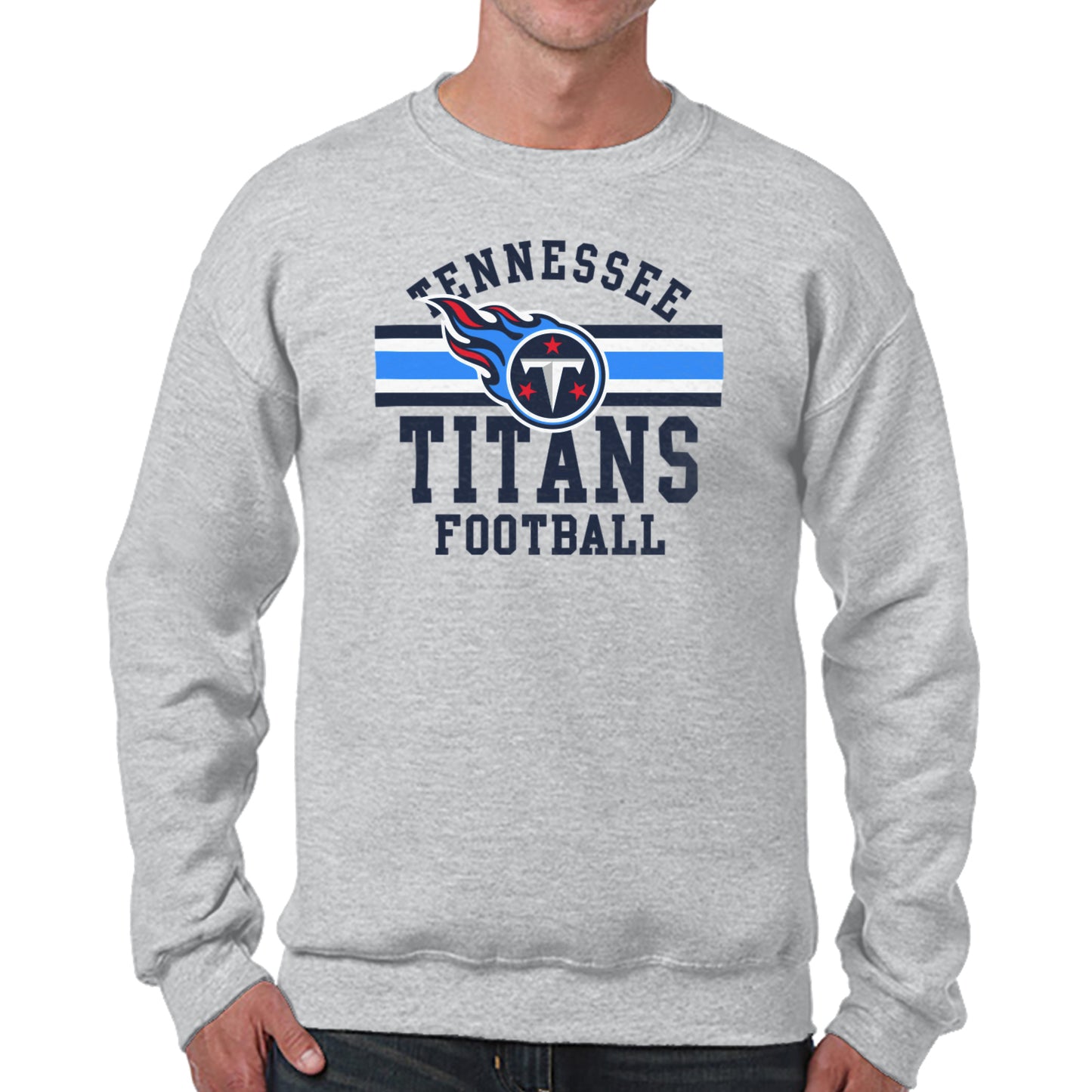 Tennessee Titans NFL Team Stripe Crew Sweatshirt - Sport Gray
