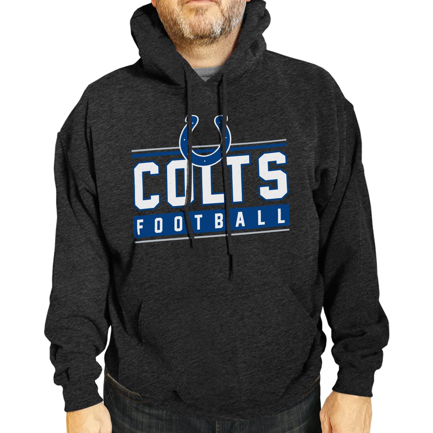 Indianapolis Colts NFL Adult True Fan Hooded Charcoal Sweatshirt - Charcoal
