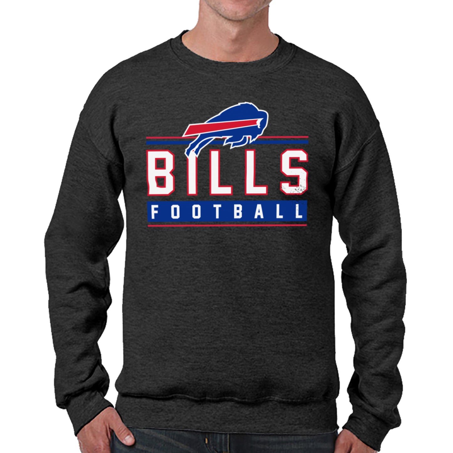 Buffalo Bills NFL Adult True Fan Crewneck Sweatshirt - Charcoal