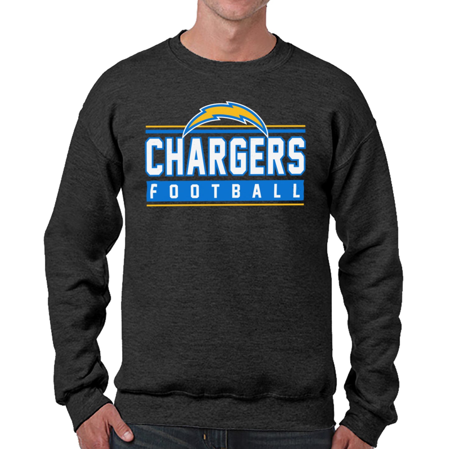Los Angeles Chargers NFL Adult True Fan Crewneck Sweatshirt - Charcoal