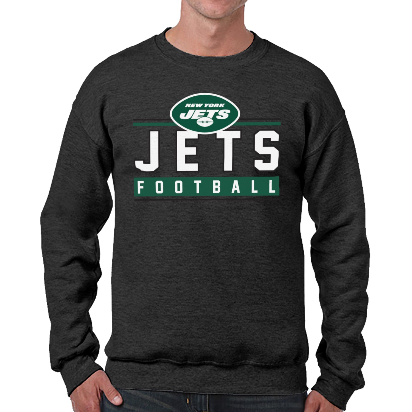 New York Jets NFL Adult True Fan Crewneck Sweatshirt - Charcoal