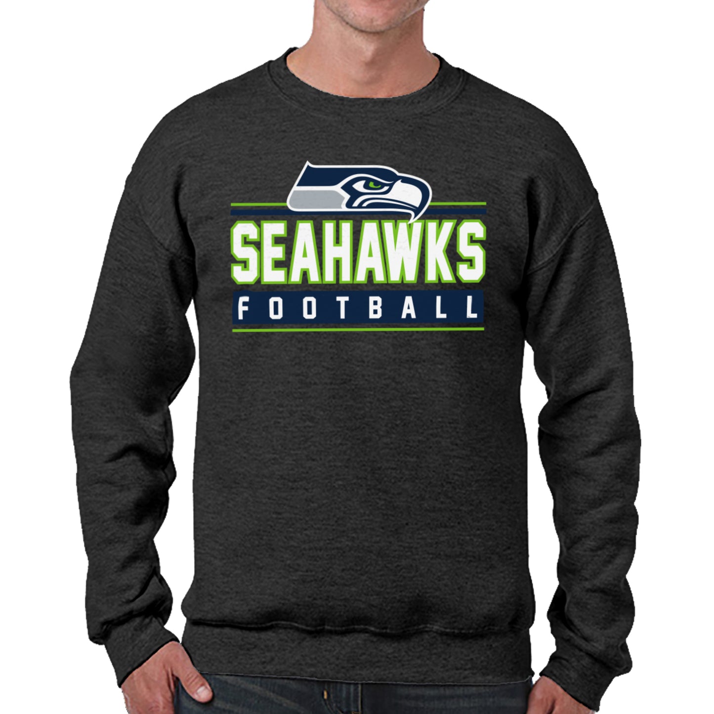 Seattle Seahawks NFL Adult True Fan Crewneck Sweatshirt - Charcoal