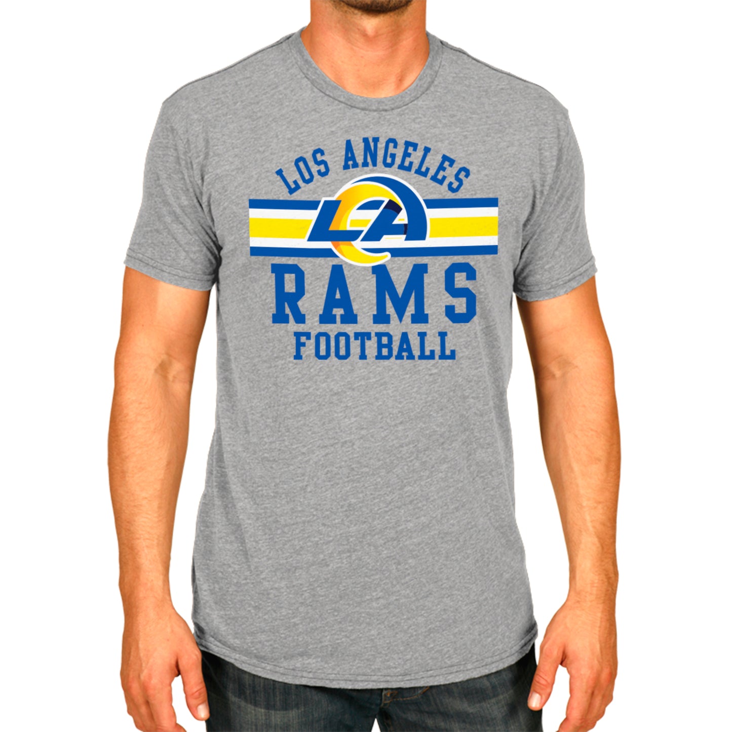 Los Angeles Rams NFL Adult Short Sleeve Team Stripe Tee - Sport Gray
