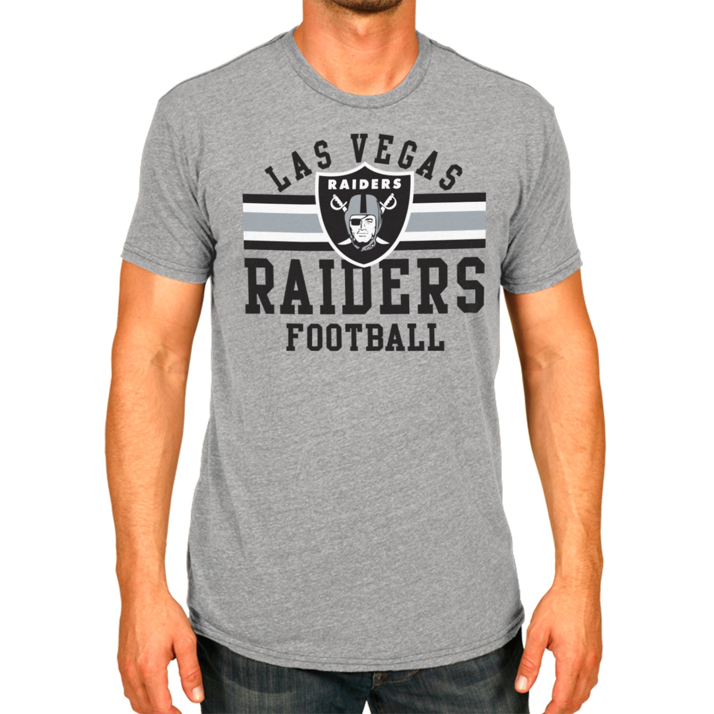 Las Vegas Raiders NFL Adult Short Sleeve Team Stripe Tee - Sport Gray