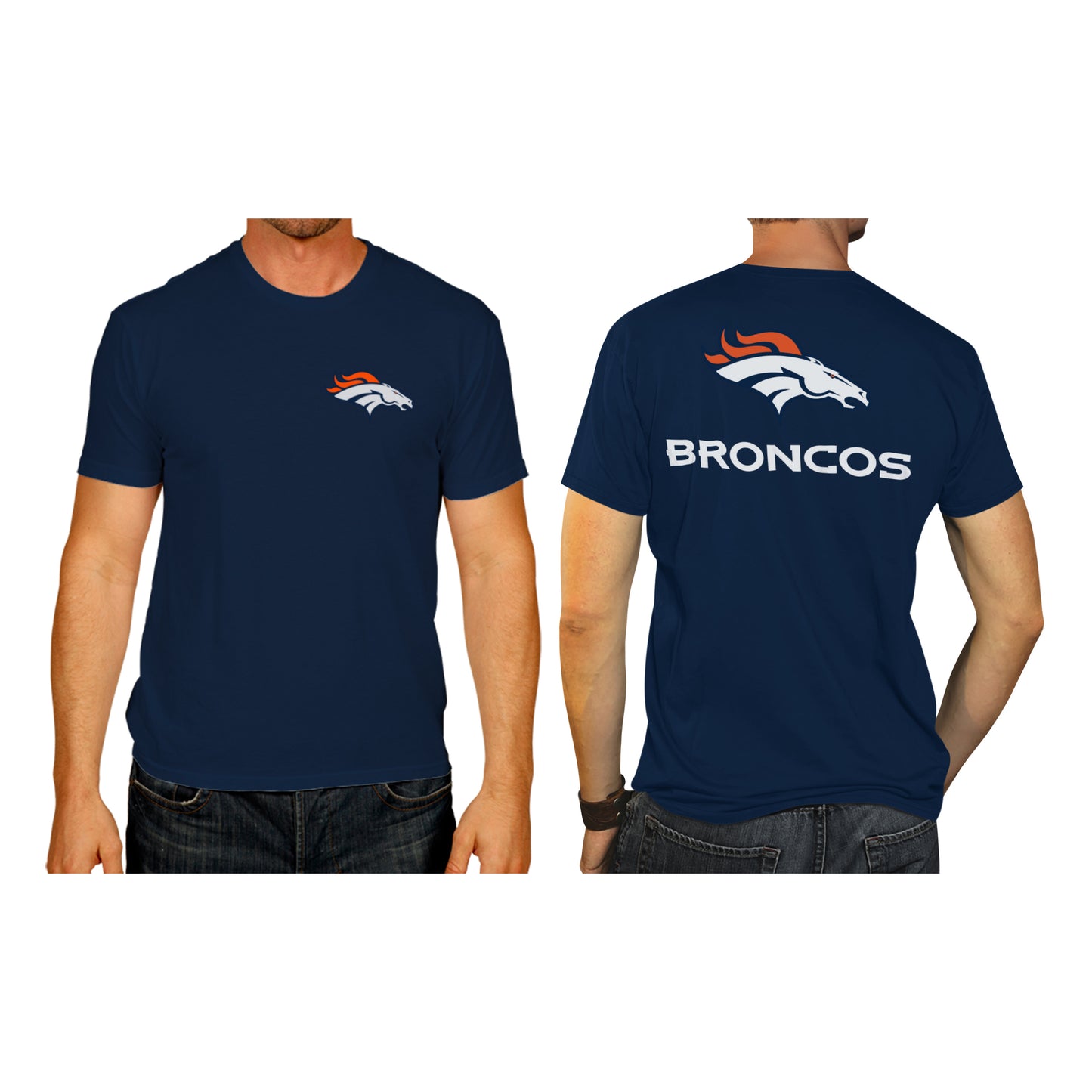 Denver Broncos NFL Pro Football Final Countdown Adult Cotton-Poly Short Sleeved T-Shirt For Men & Women - Navy