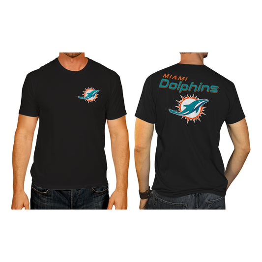 Miami Dolphins NFL Pro Football Final Countdown Adult Cotton-Poly Short Sleeved T-Shirt For Men & Women - Black