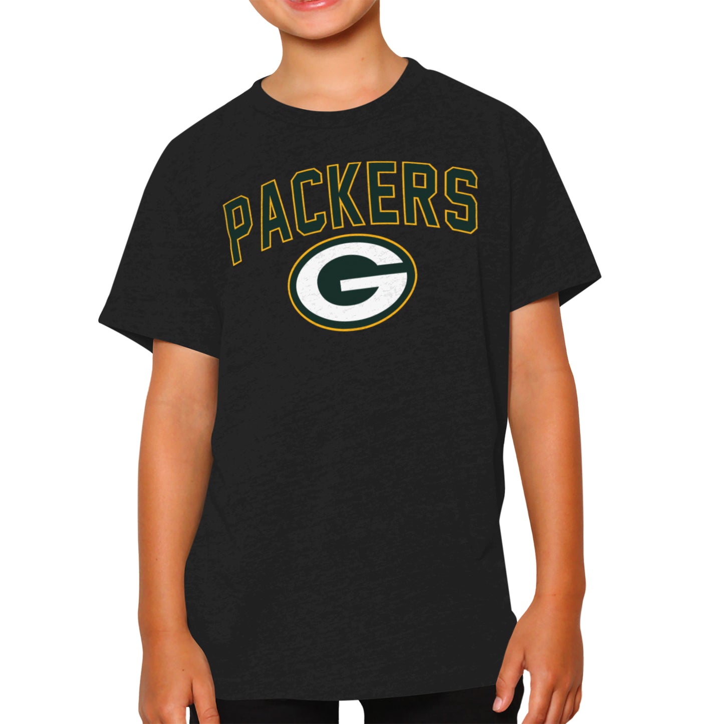 Green Bay Packers NFL Youth Home Team Tee- Youth Pro Football T-Shirt For Boys & Girls Kids clothes - Black