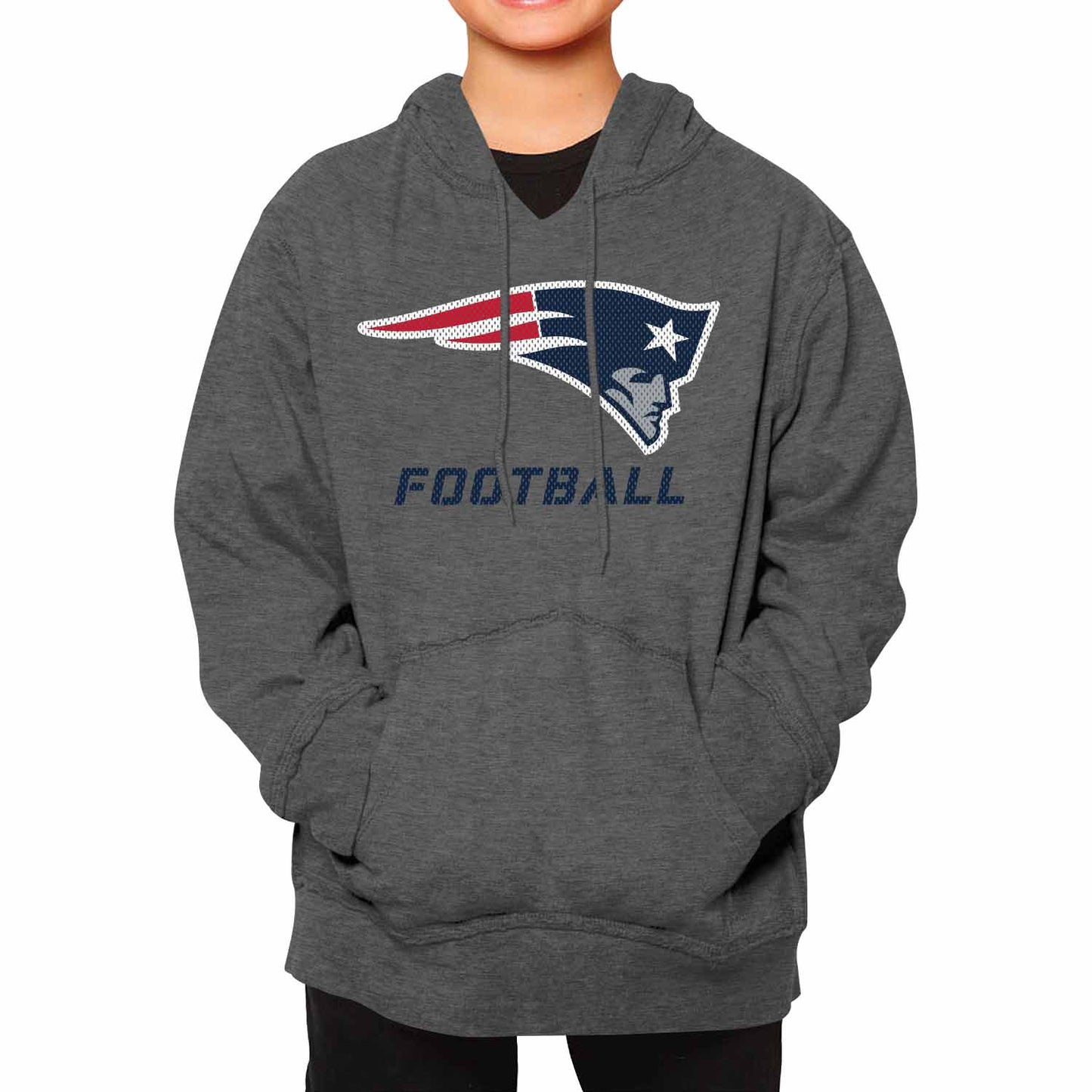 New England Patriots NFL Youth Run City Hoodie- Kids Pro Football Pullover Sweatshirt Kids Clothes - Sport Gray