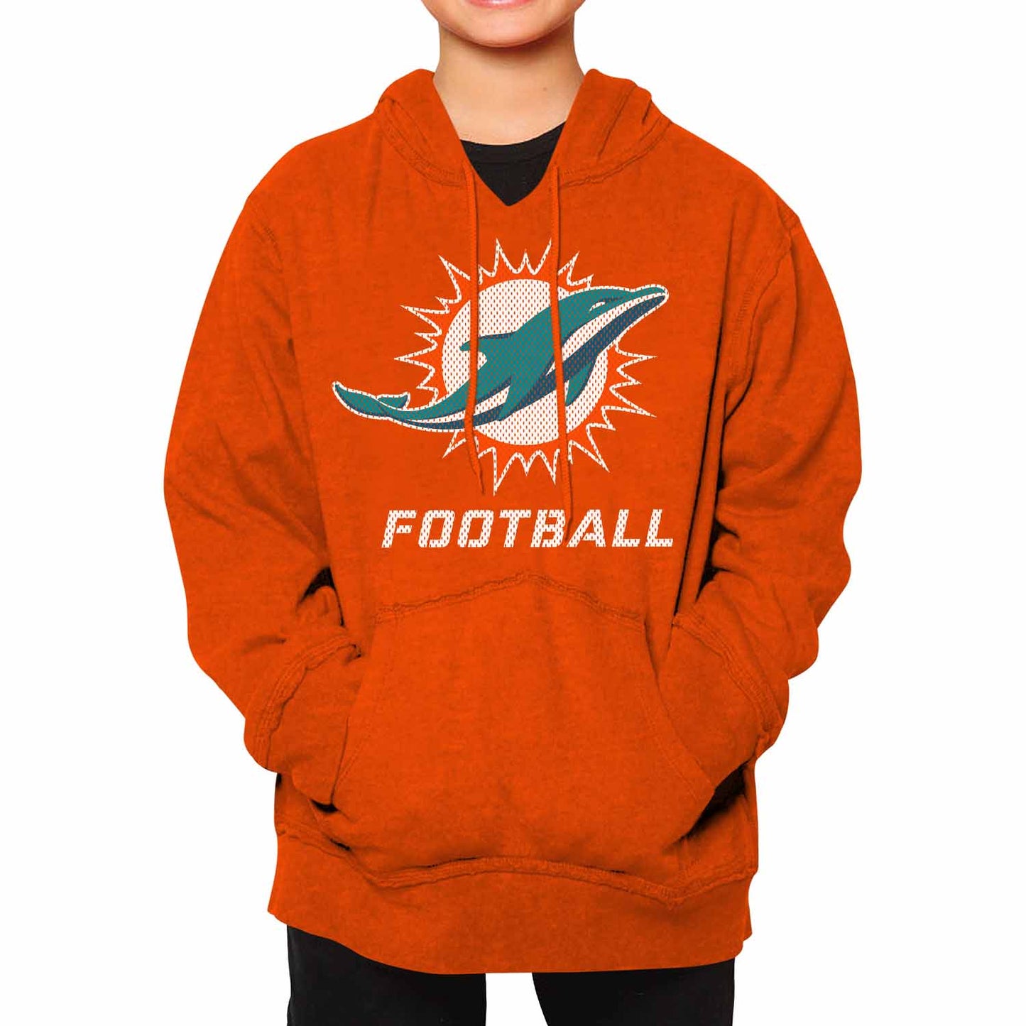 Miami Dolphins NFL Youth Run City Hoodie- Kids Pro Football Pullover Sweatshirt- Officially Licensed - Orange