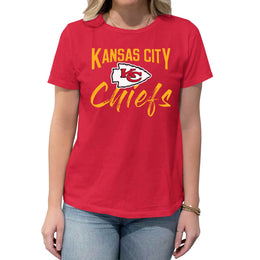 Kansas City Chiefs NFL Women's Paintbrush Relaxed Fit Unisex T-Shirt - Red
