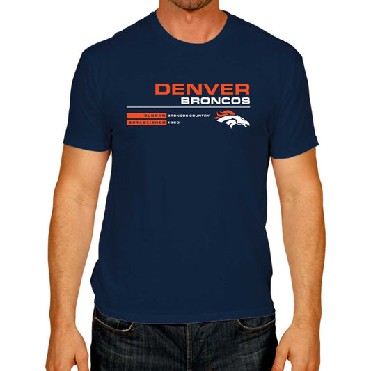 Denver Broncos Adult NFL Speed Stat Sheet T-Shirt - Navy