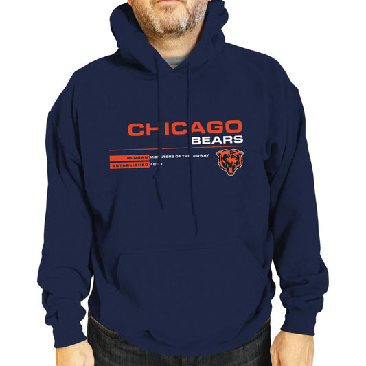 Chicago Bears Adult NFL Speed Stat Sheet Fleece Hooded Sweatshirt - Navy