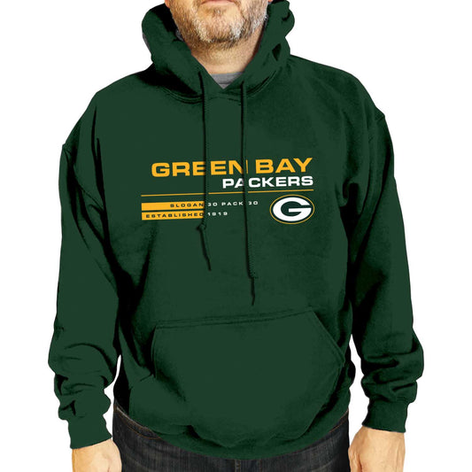 Green Bay Packers Adult NFL Speed Stat Sheet Fleece Hooded Sweatshirt - Forest Green