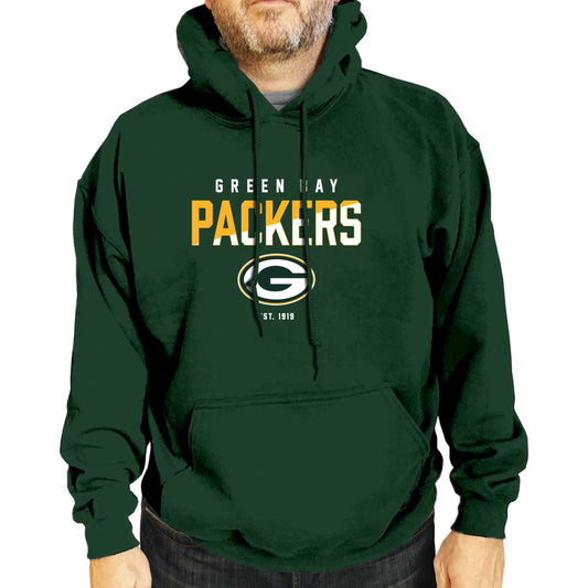 Green Bay Packers Adult NFL Diagonal Fade Fleece Hooded Sweatshirt - Forest Green