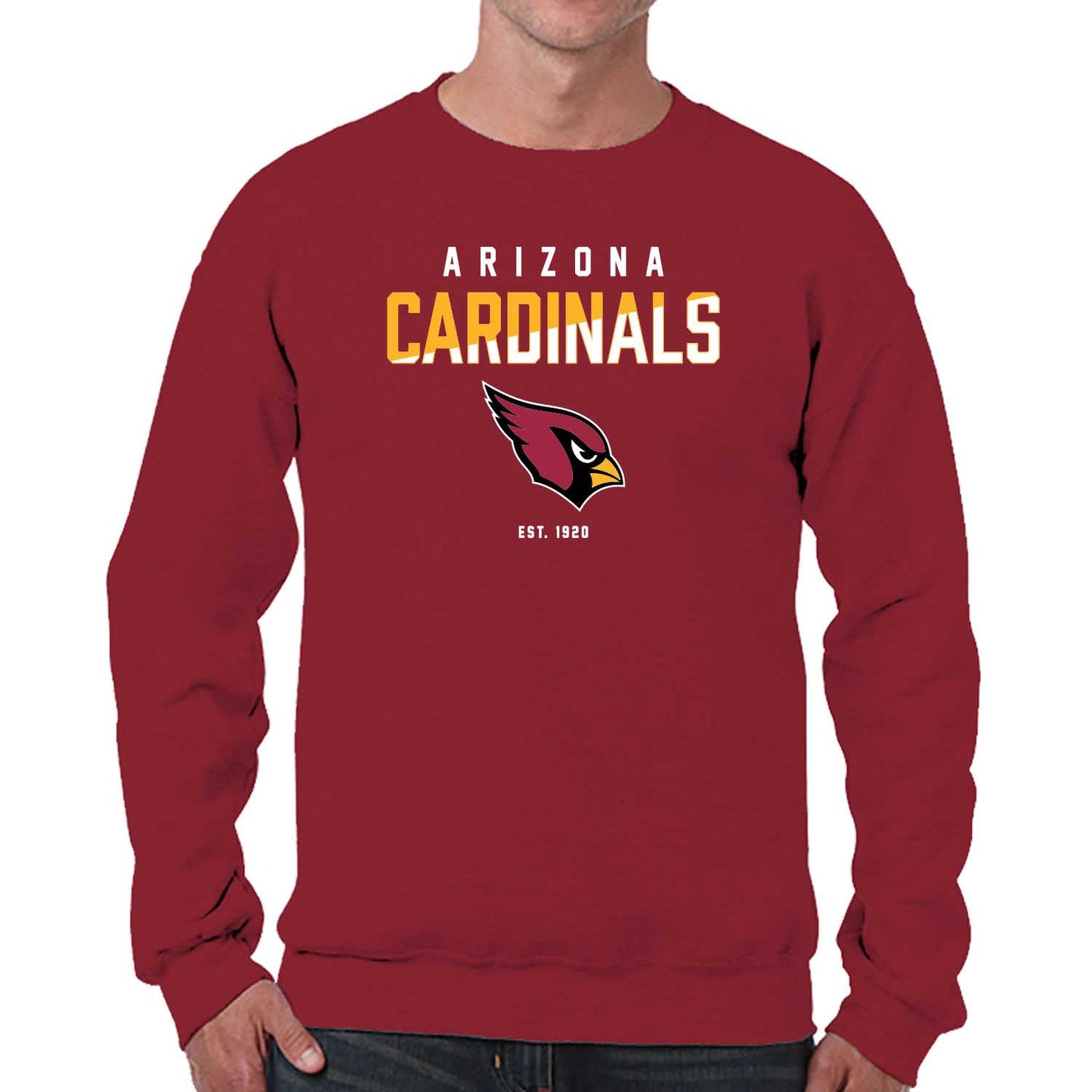 Arizona Cardinals Adult NFL Diagonal Fade Color Block Crewneck Sweatshirt - Cardinal