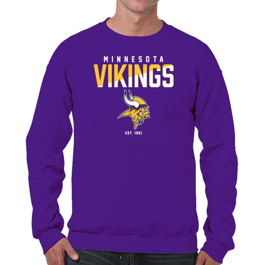 Minnesota Vikings Adult NFL Diagonal Fade Color Block Crewneck Sweatshirt - Purple