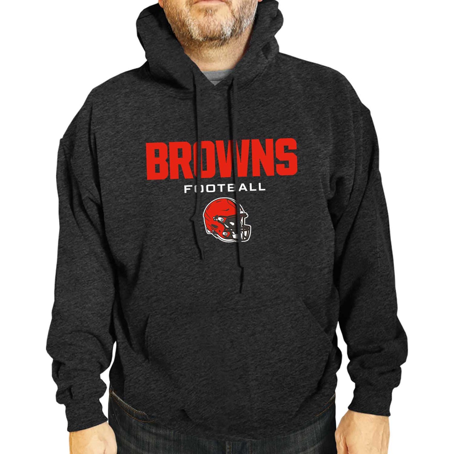 Cleveland Browns Adult NFL Football Helmet Heather Hooded Sweatshirt - Charcoal
