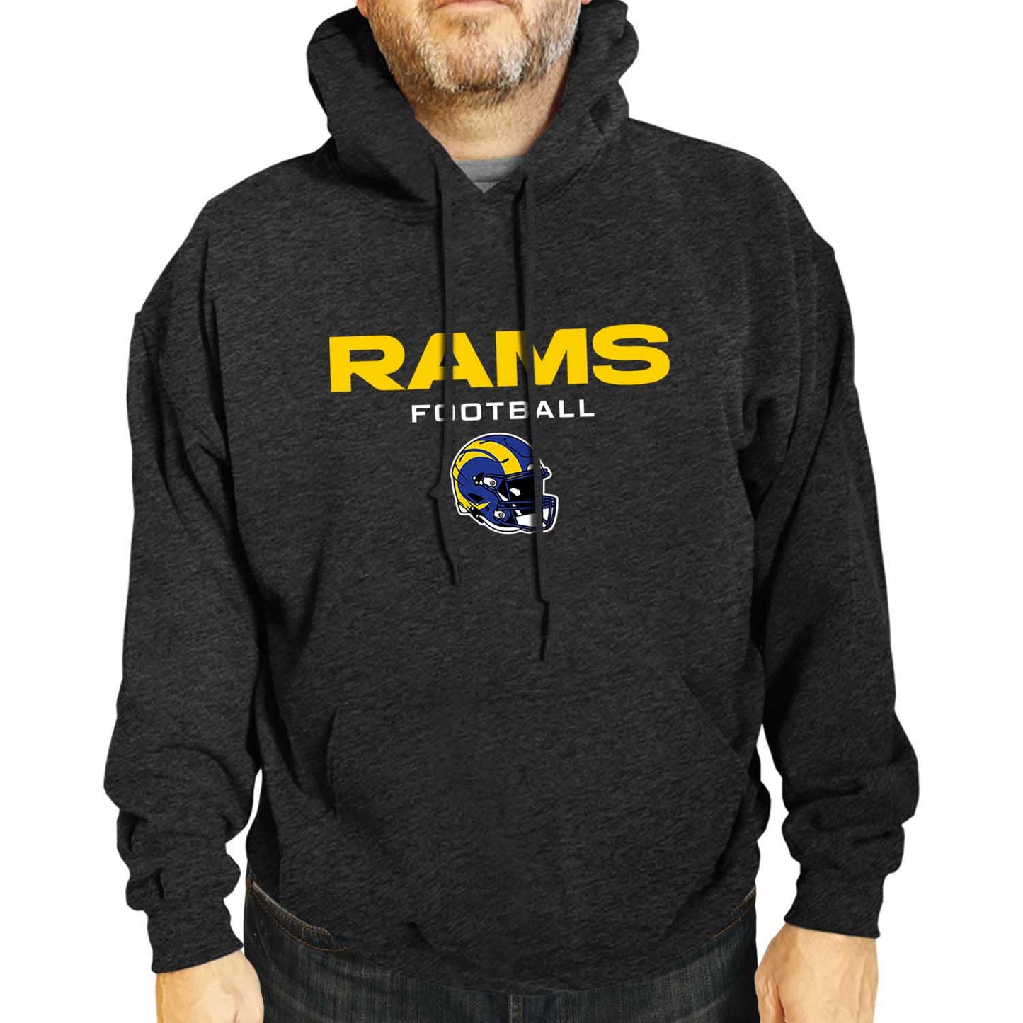 Los Angeles Rams Adult NFL Football Helmet Heather Hooded Sweatshirt - Charcoal