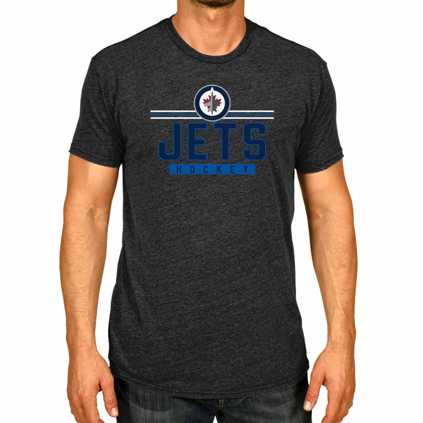 Winnipeg Jets Adult NHL Heather Charcoal True Fan Hockey T-Shirt - Charcoal