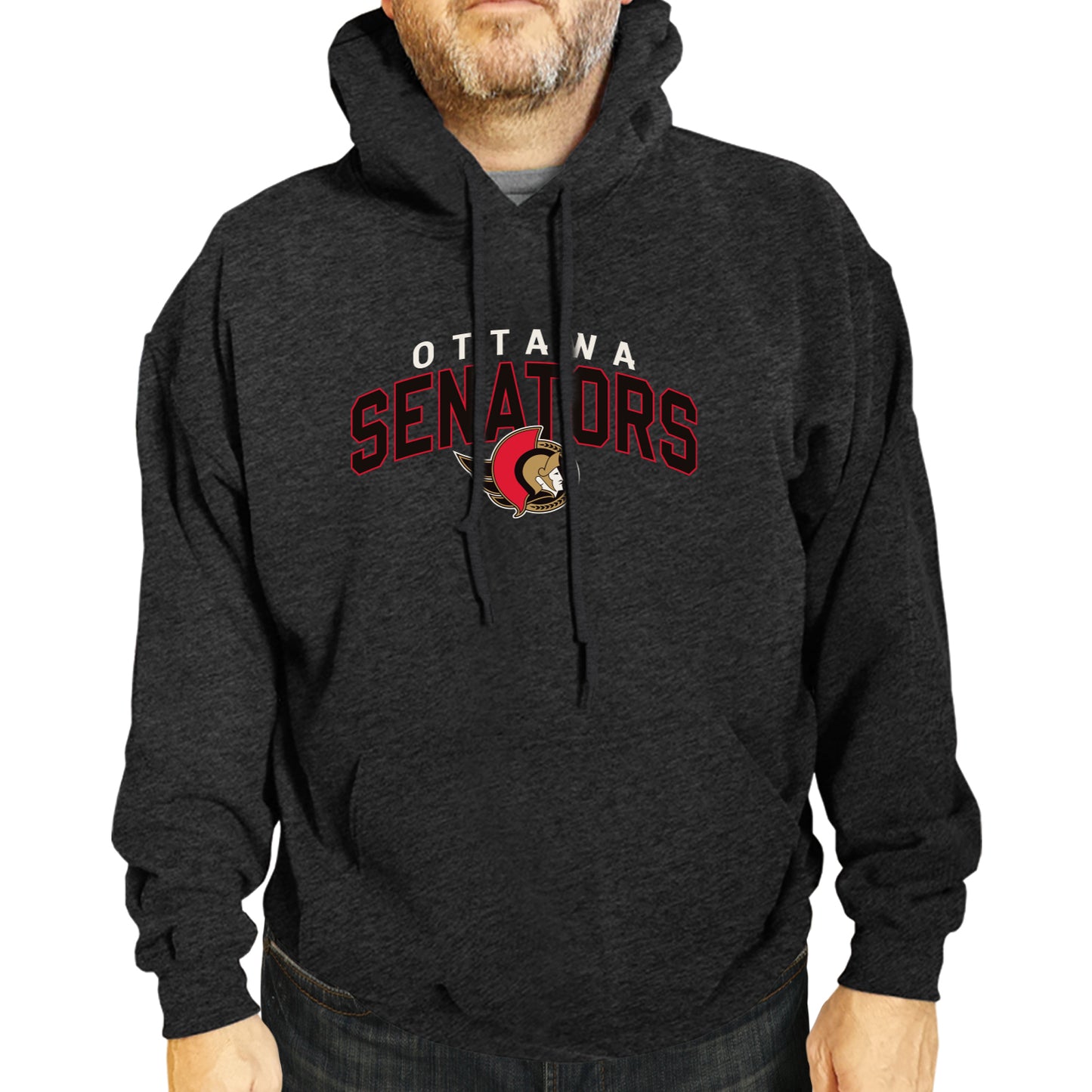 Ottawa Senators NHL Adult Unisex Powerplay Hooded Sweatshirt - Black Heather