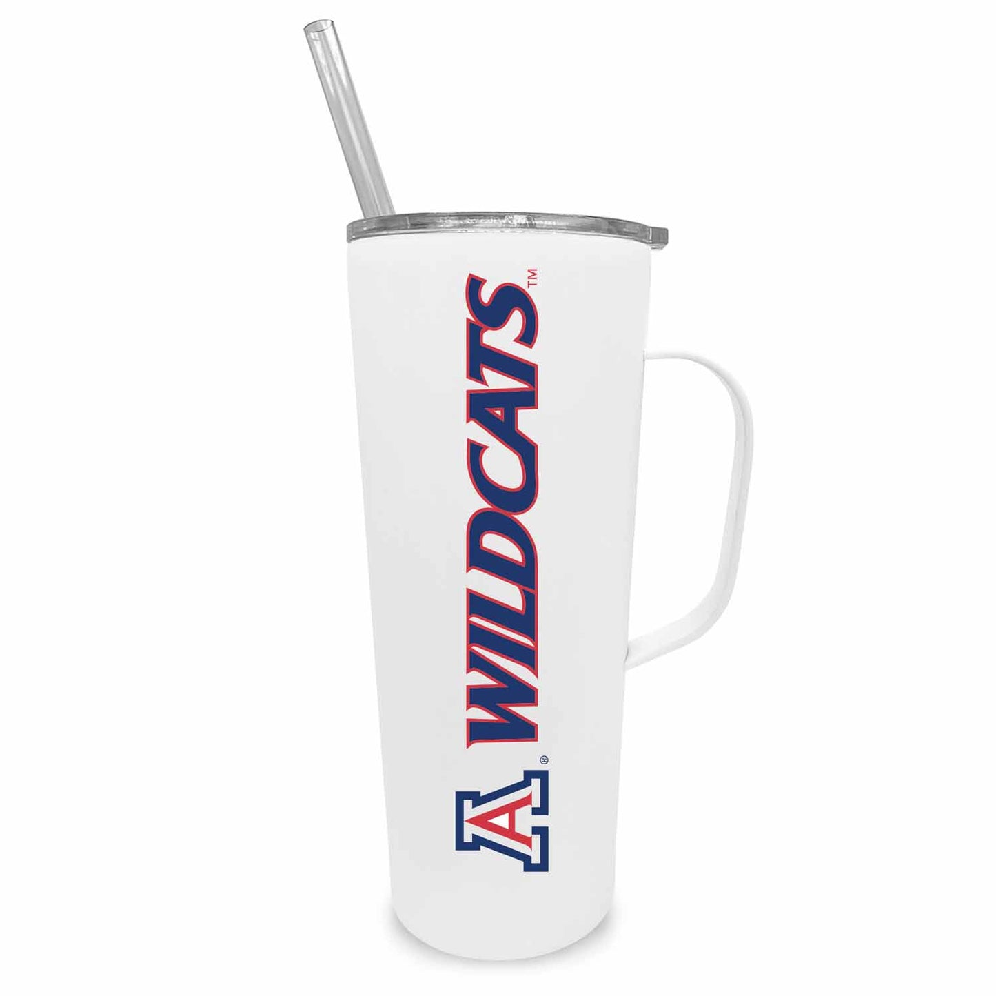 Arizona Wildcats NCAA Stainless Steel 20oz Roadie With Handle & Dual Option Lid With Straw - White