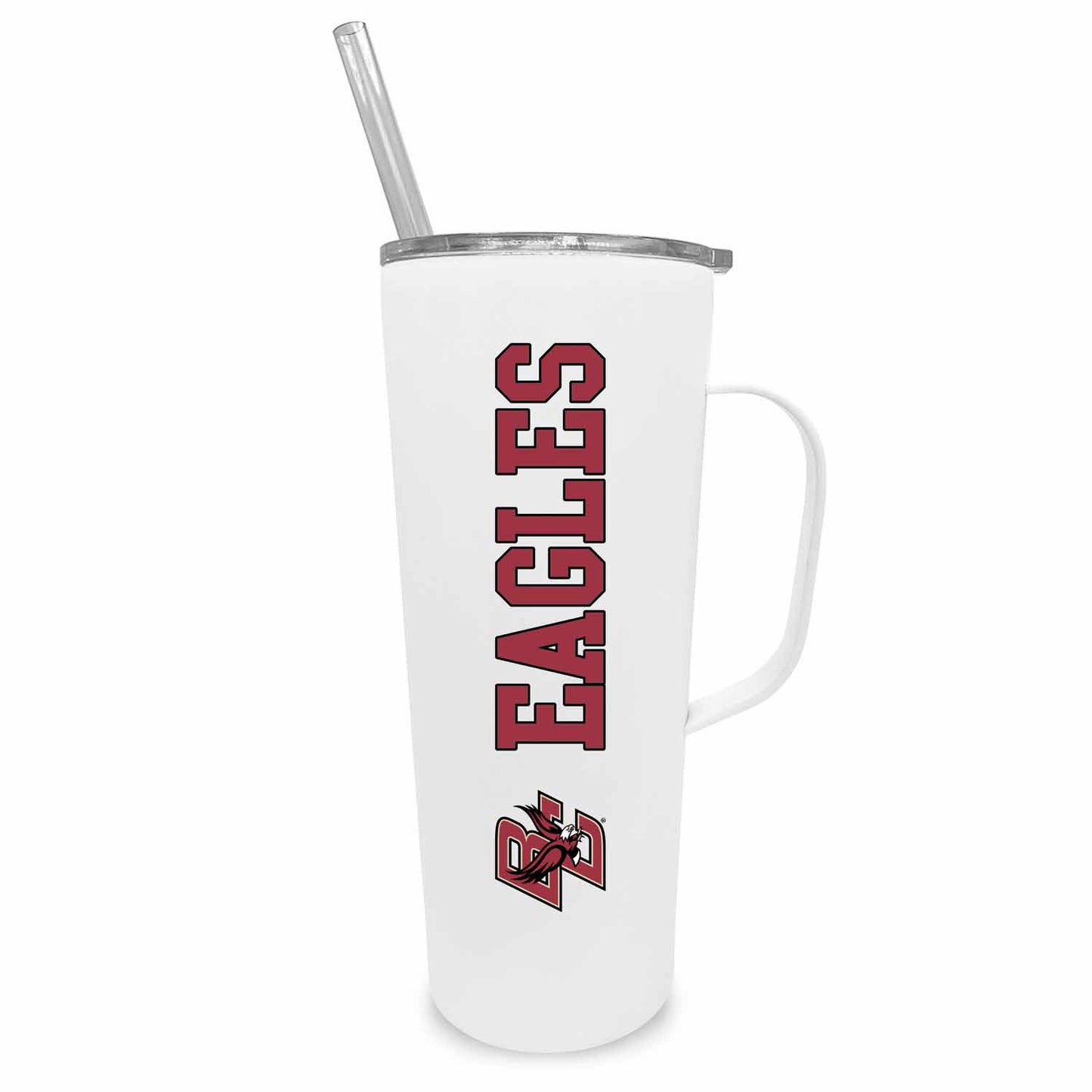 Boston College Eagles NCAA Stainless Steel 20oz Roadie With Handle & Dual Option Lid With Straw - White