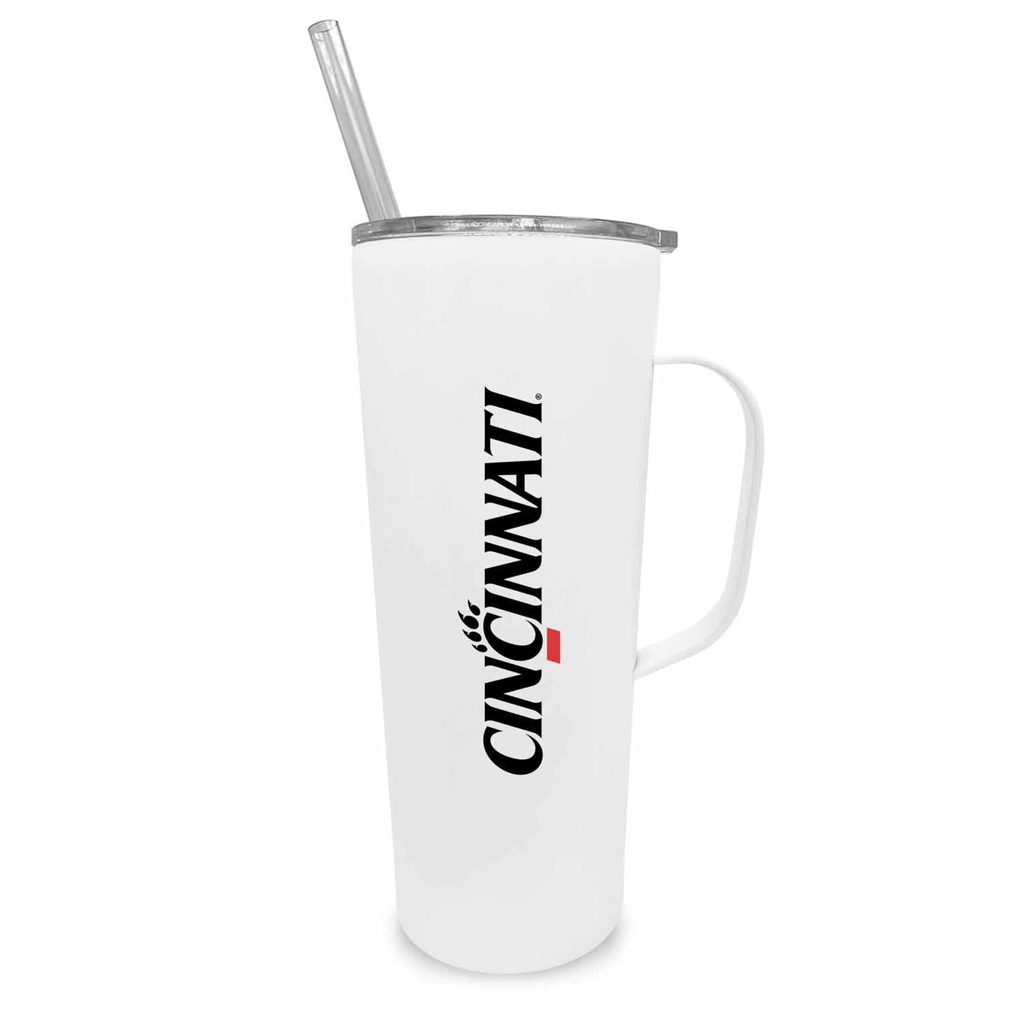Cincinnati Bearcats NCAA Stainless Steel 20oz Roadie With Handle & Dual Option Lid With Straw - White