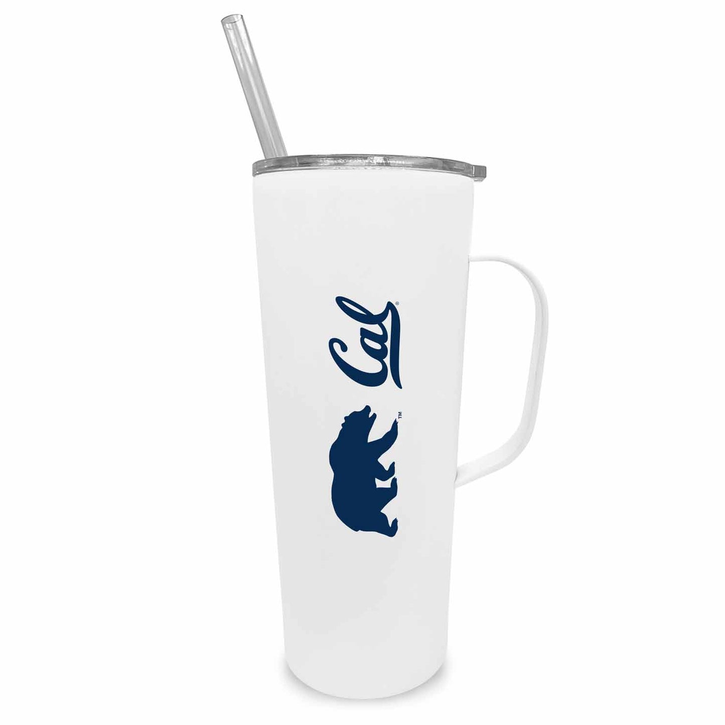 Cal Golden Bears NCAA Stainless Steel 20oz Roadie With Handle & Dual Option Lid With Straw - White