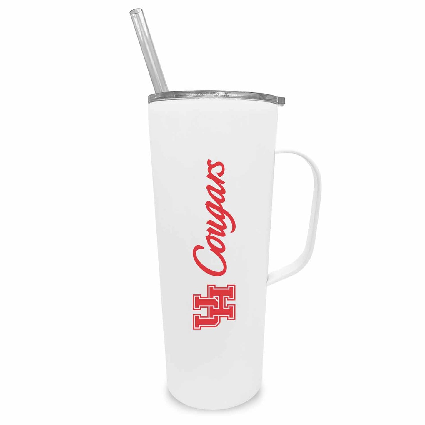 Houston Cougars NCAA Stainless Steel 20oz Roadie With Handle & Dual Option Lid With Straw - White