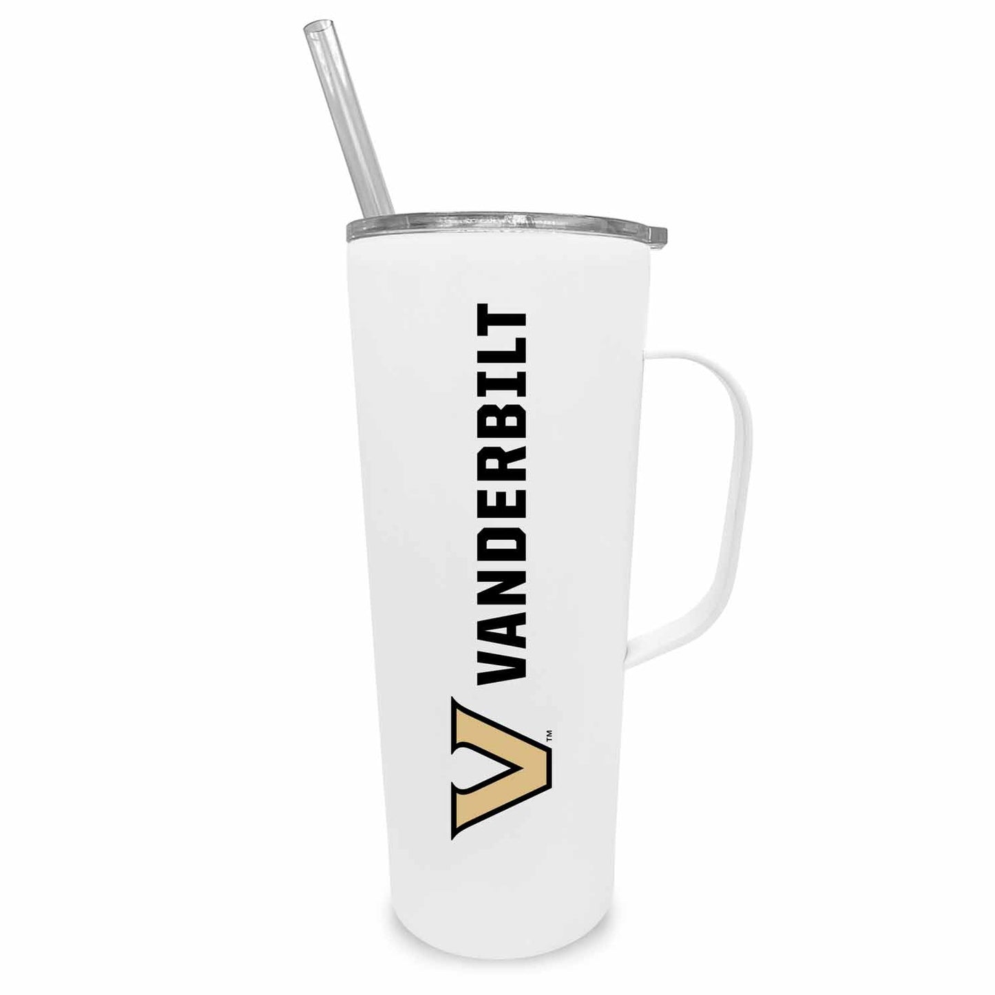 Vanderbilt Commodores NCAA Stainless Steel 20oz Roadie With Handle & Dual Option Lid With Straw - White