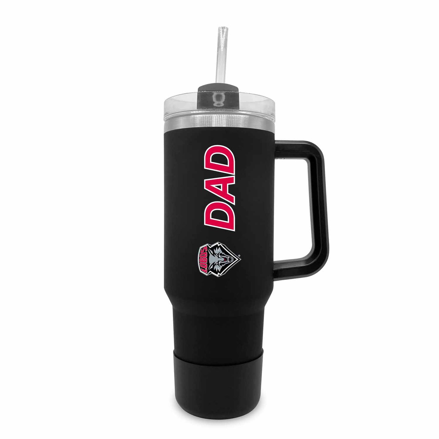 New Mexico Lobos Collegiate 40oz Stainless Steel Travel Tumbler with Handle for Dad - Black