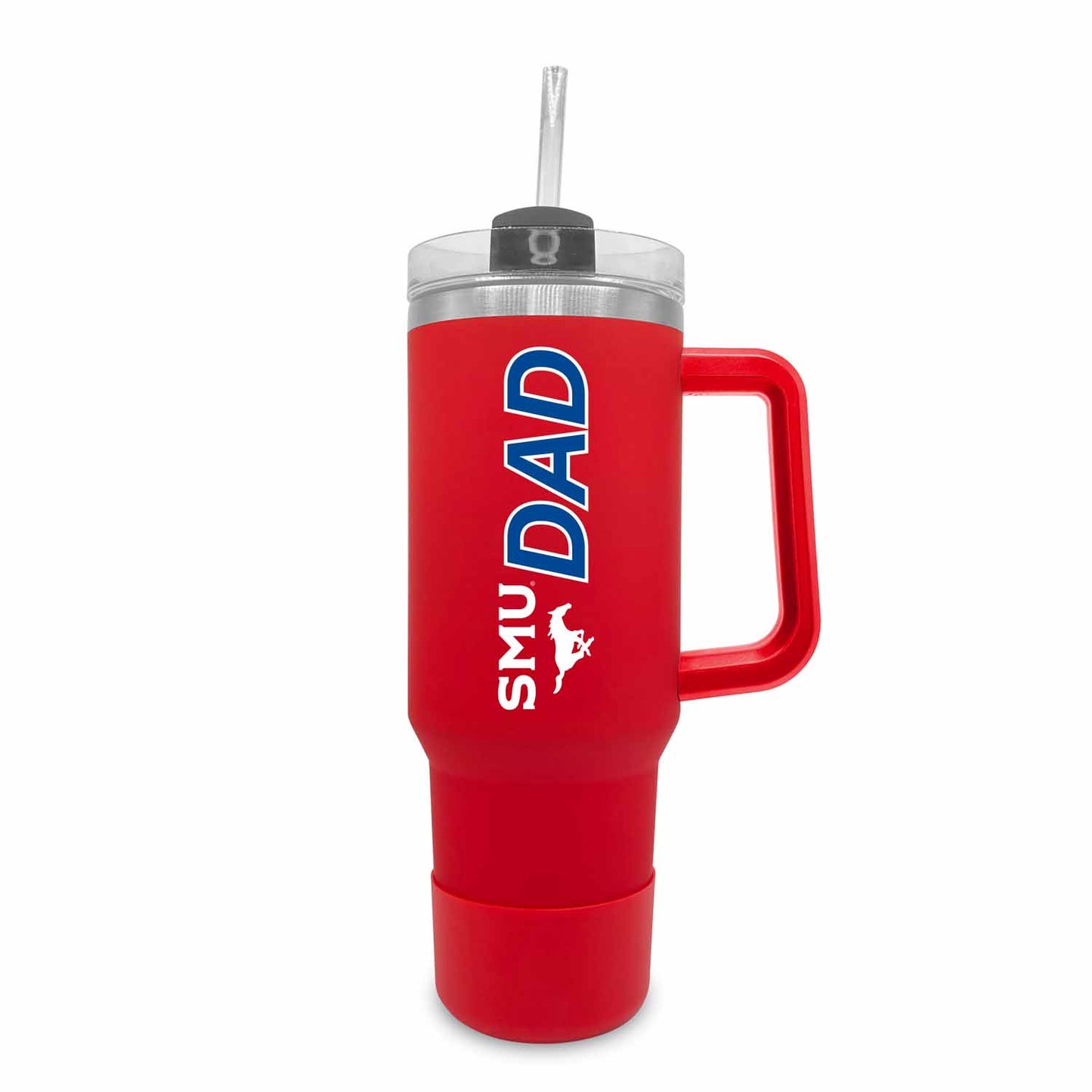SMU Mustangs Collegiate 40oz Stainless Steel Travel Tumbler with Handle for Dad - Red