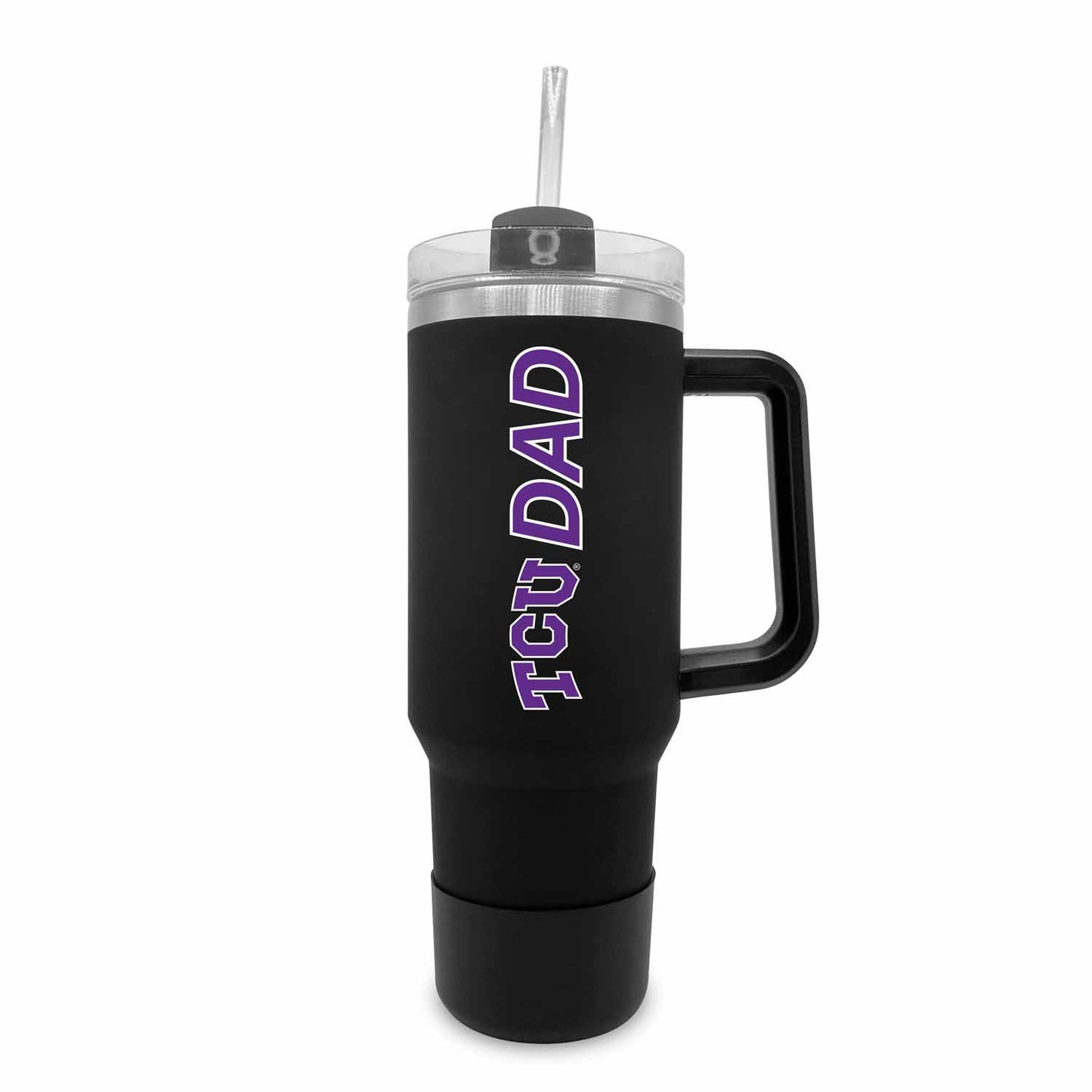 TCU Horned Frogs Collegiate 40oz Stainless Steel Travel Tumbler with Handle for Dad - Black