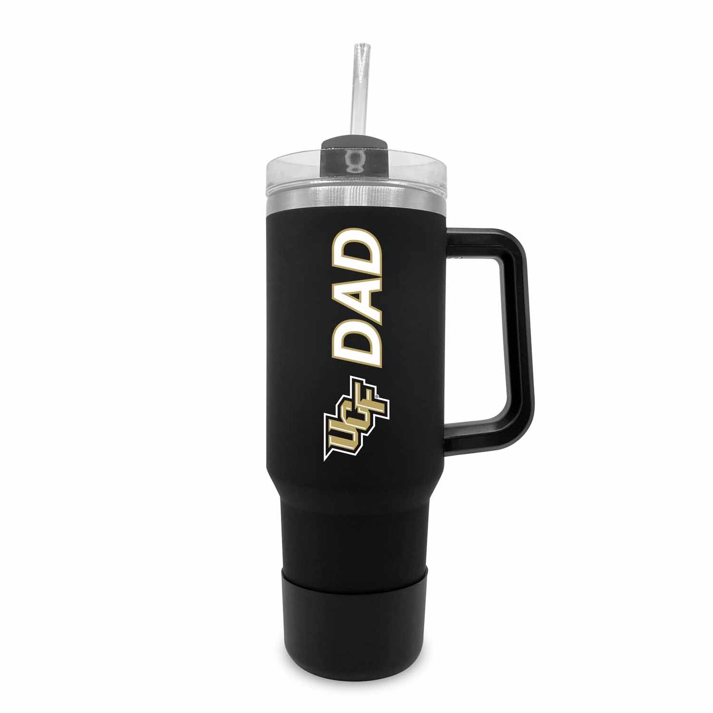 Central Florida Knights Collegiate 40oz Stainless Steel Travel Tumbler with Handle for Dad - Black