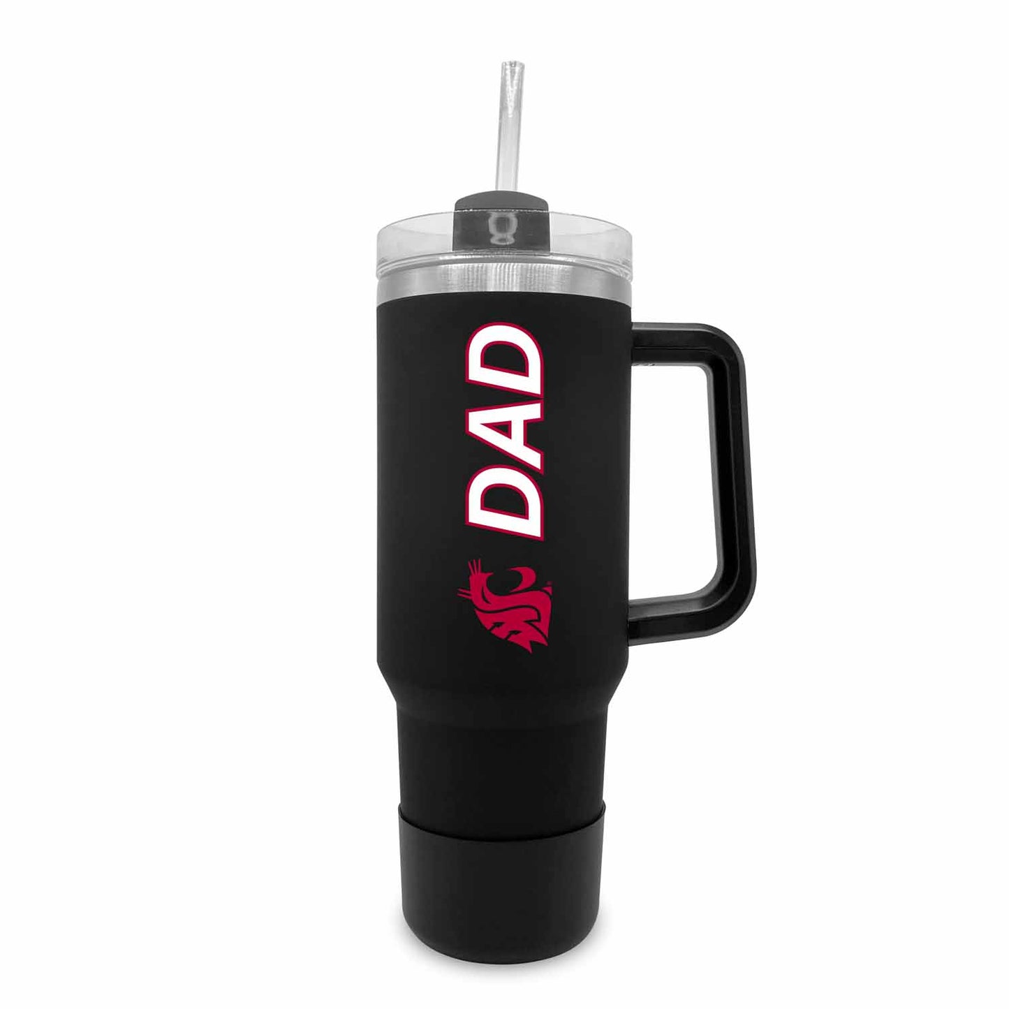 Washington State Cougars Collegiate 40oz Stainless Steel Travel Tumbler with Handle for Dad - Black